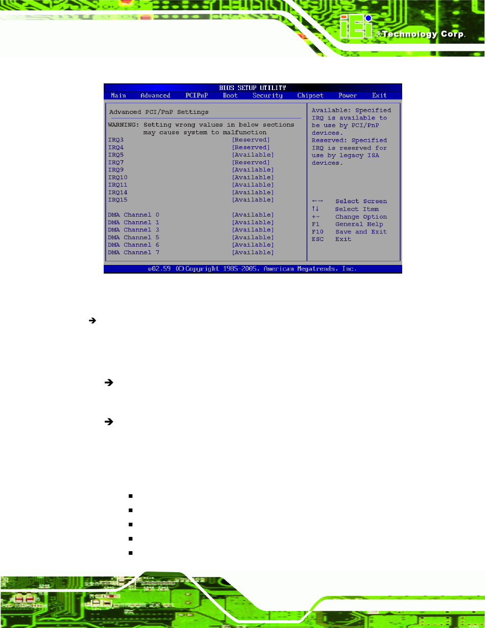 Menu 13: pci/pnp configuration | IEI Integration NANO-945GSE v2.00 User Manual | Page 139 / 199