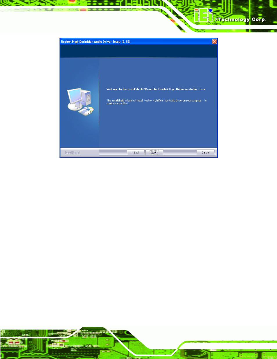 Figure 6-23: hd audio driver welcome screen | IEI Integration NANO-945GSE v2.00 User Manual | Page 171 / 199