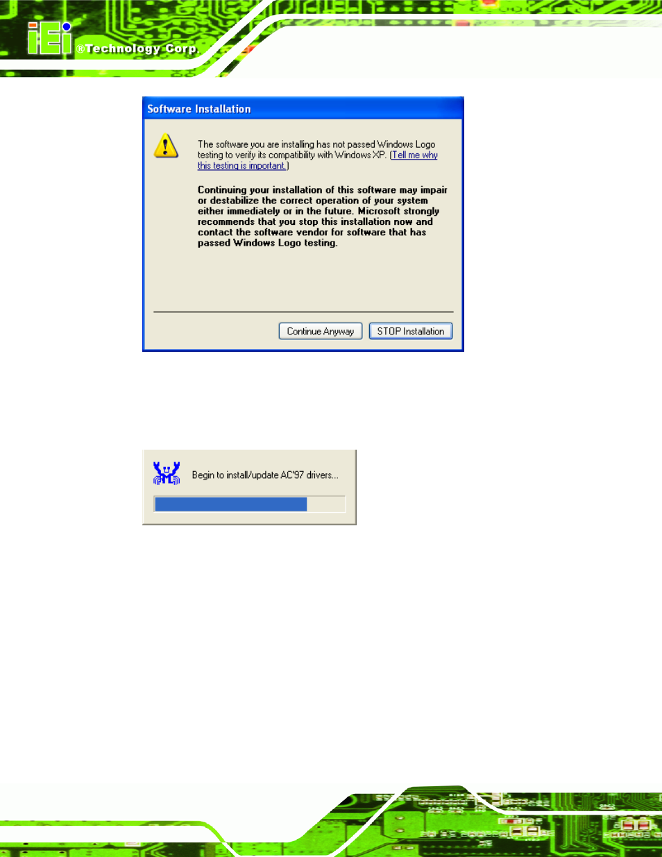 Figure 6-28: ac’97 driver installation | IEI Integration NANO-945GSE v2.00 User Manual | Page 174 / 199