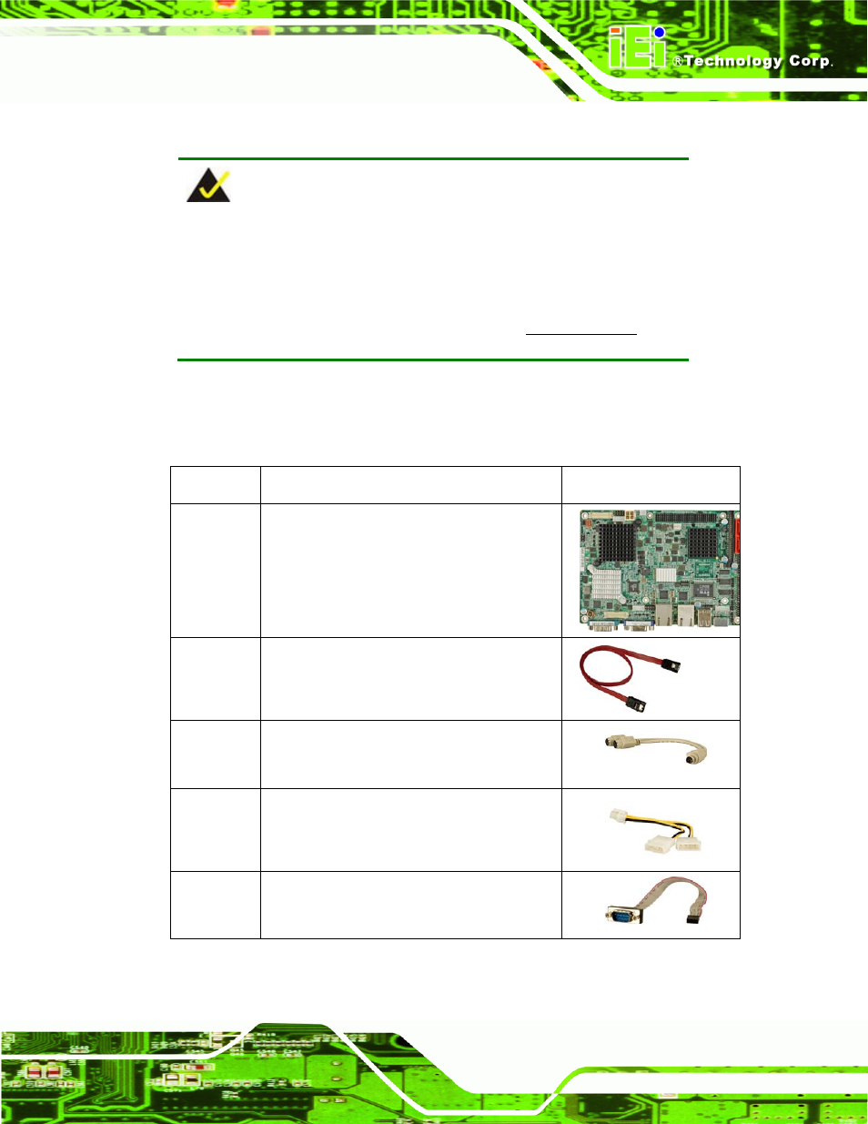 3 unpacking checklist, 1 package contents, Npacking | Hecklist | IEI Integration NANO-945GSE v2.00 User Manual | Page 31 / 199