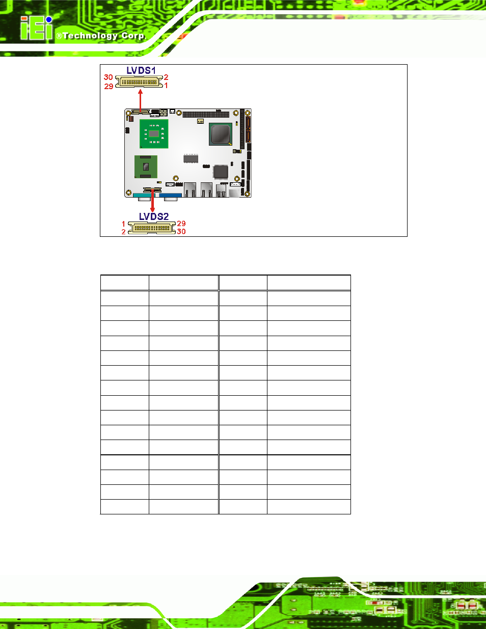 Figure 3-15: lvds lcd connector pinout locations | IEI Integration NANO-945GSE v2.00 User Manual | Page 52 / 199