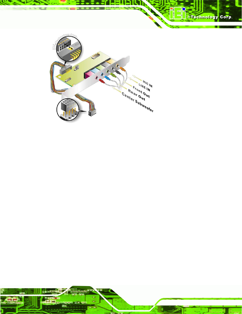 5 ata flat cable connection, Figure 4-14: 7.1 channel audio kit | IEI Integration NANO-945GSE v2.00 User Manual | Page 91 / 199