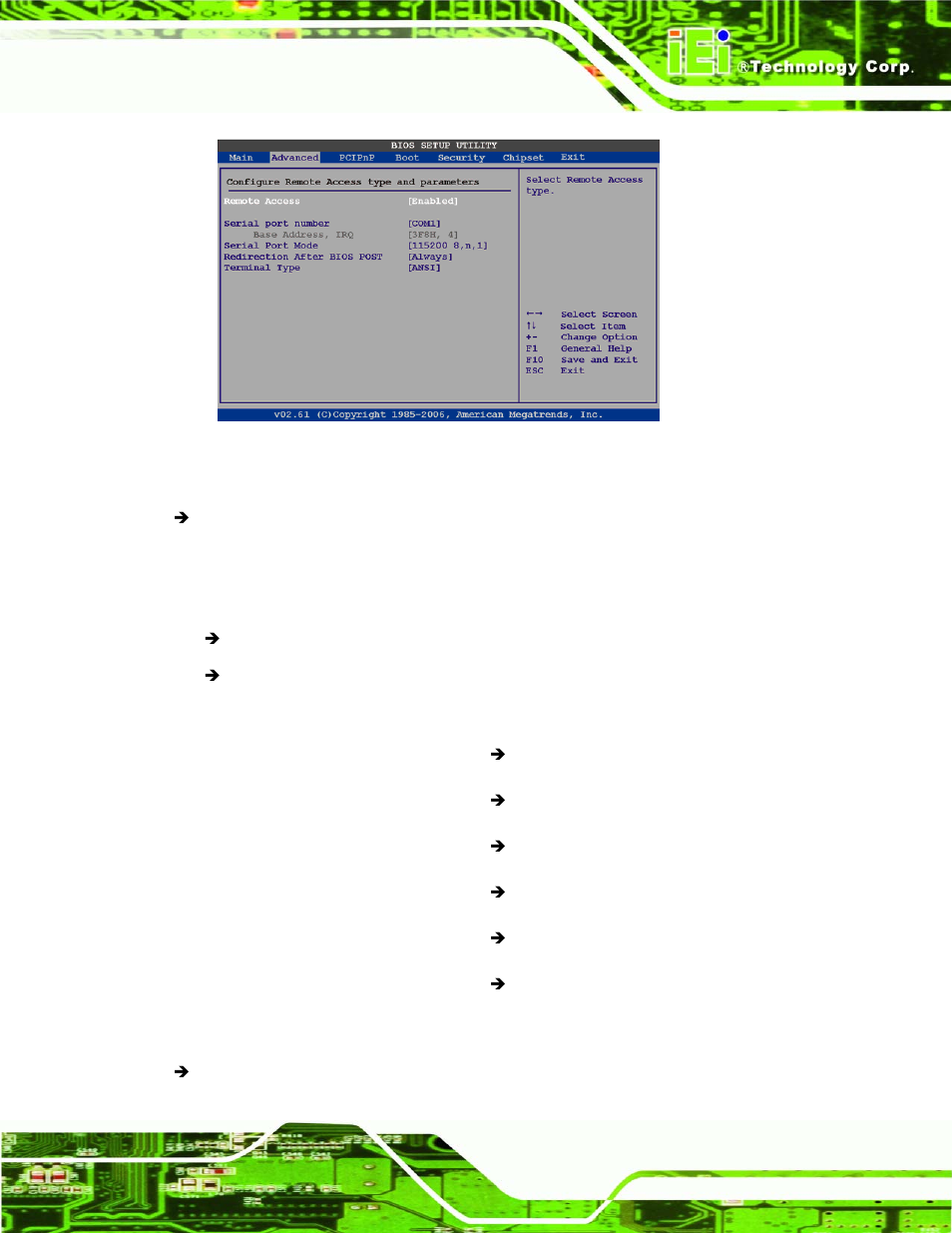 Menu 11: remote access configuration [advanced | IEI Integration NANO-945GSE2 User Manual | Page 107 / 172