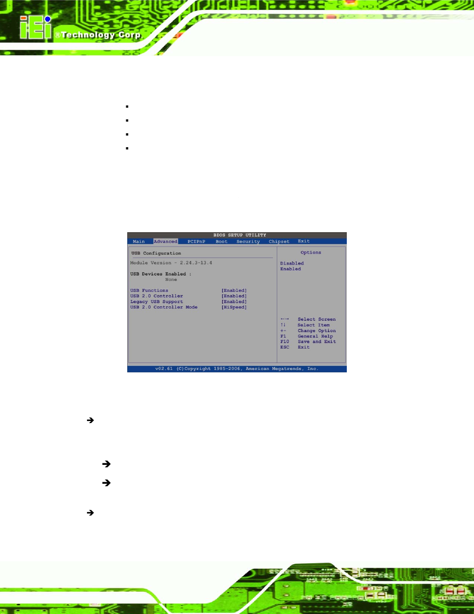 7 usb configuration, Menu 12: usb configuration | IEI Integration NANO-945GSE2 User Manual | Page 110 / 172