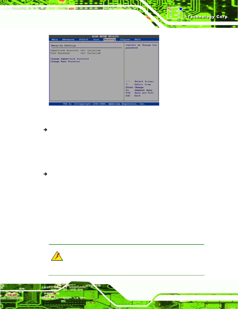7 chipset, 1 northbridge chipset configuration, Hipset | Menu 17: security | IEI Integration NANO-945GSE2 User Manual | Page 117 / 172