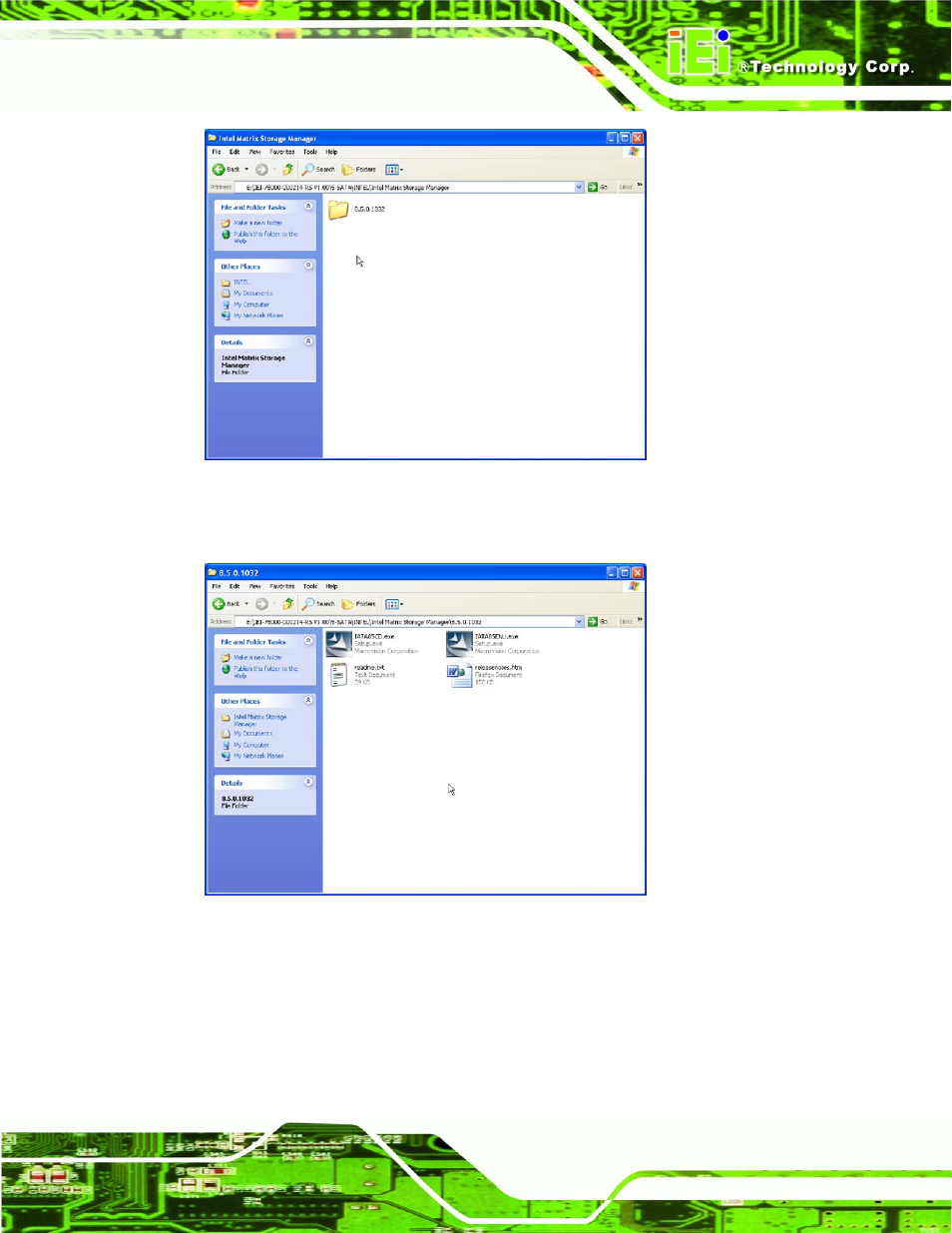 Figure 6-26: sata raid driver installation program, Figure 6-27: sata raid setup program icon | IEI Integration NANO-945GSE2 User Manual | Page 141 / 172
