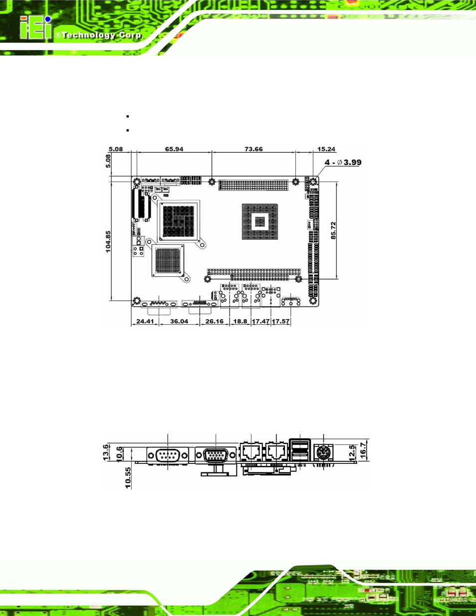 1 dimensions, 2 external interface panel dimensions, Figure 1-3: nano-945gse2 dimensions (mm) | IEI Integration NANO-945GSE2 User Manual | Page 18 / 172