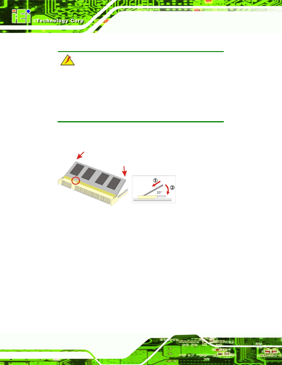 3 so-dimm installation, So-dimm, Nstallation | Figure 4-1: so-dimm installation | IEI Integration NANO-945GSE2 User Manual | Page 60 / 172