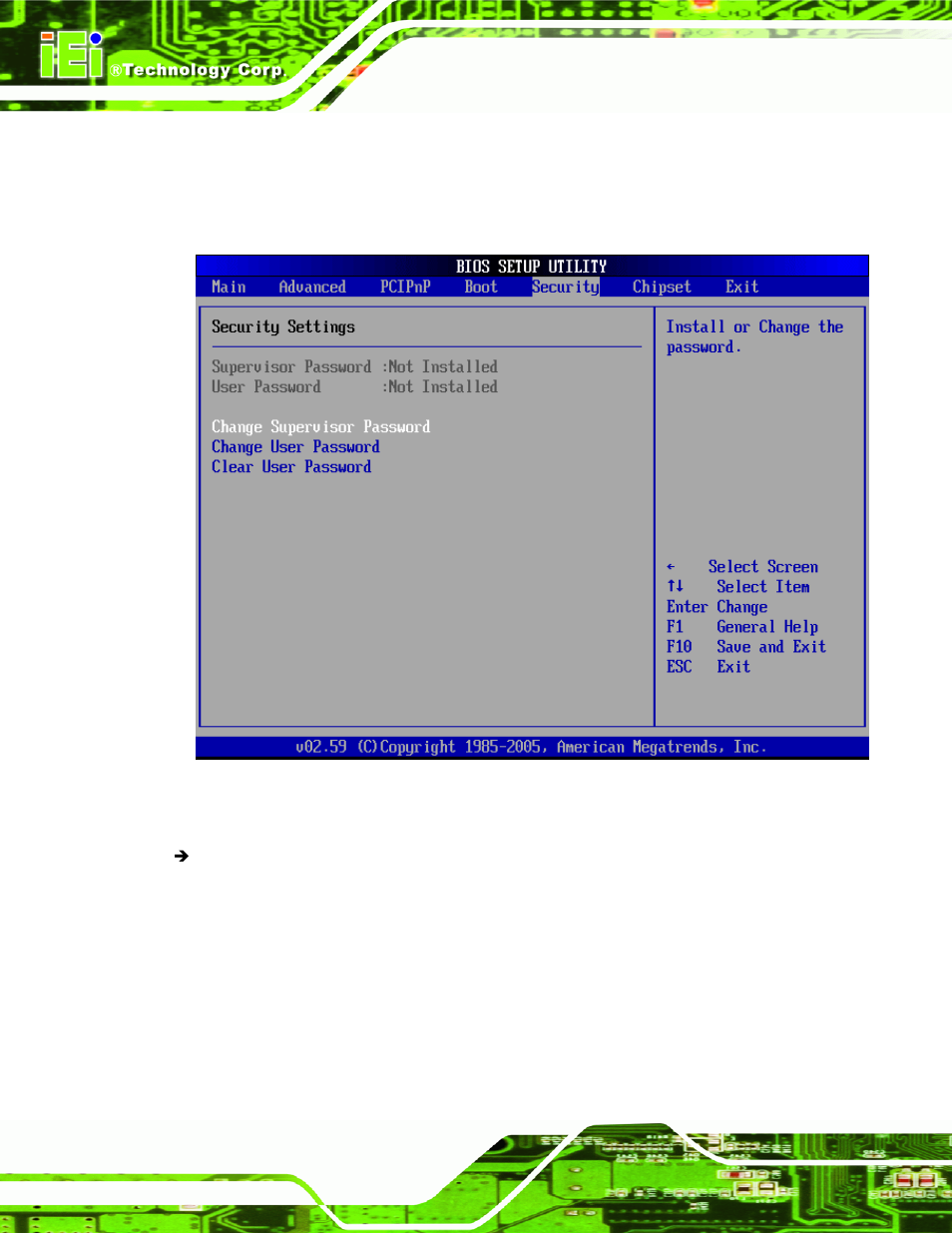 6 security | IEI Integration NANO-9452 v1.00 User Manual | Page 166 / 258