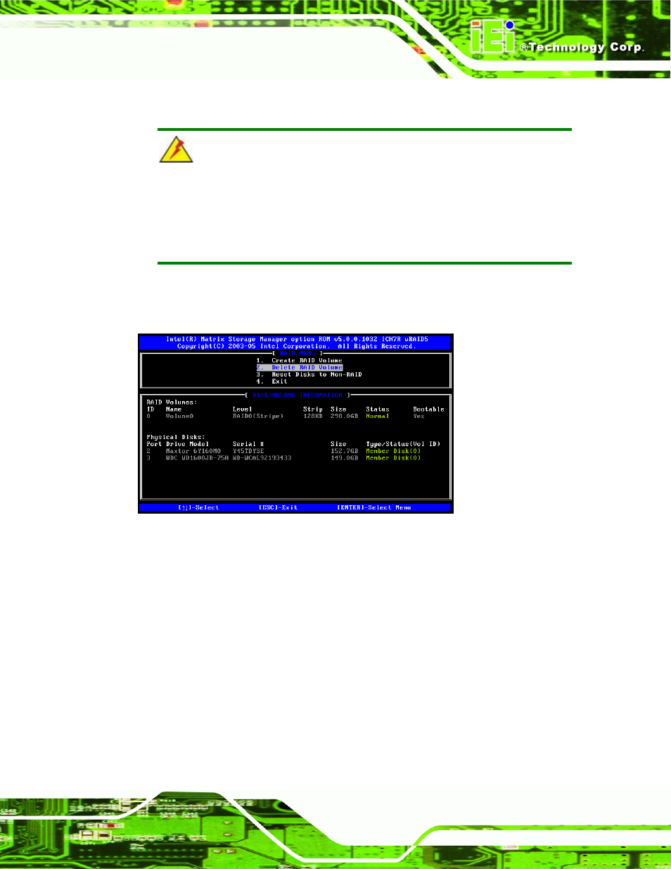 E.4.2 deleting a raid volume | IEI Integration NANO-9452 v1.00 User Manual | Page 247 / 258
