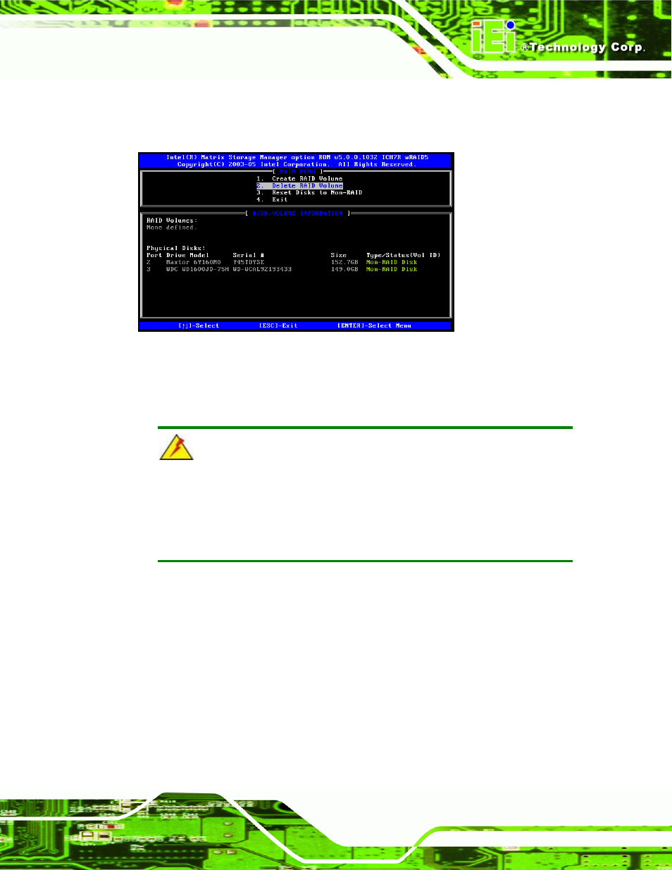 E.4.3 resetting a disk to non-raid | IEI Integration NANO-9452 v1.00 User Manual | Page 249 / 258
