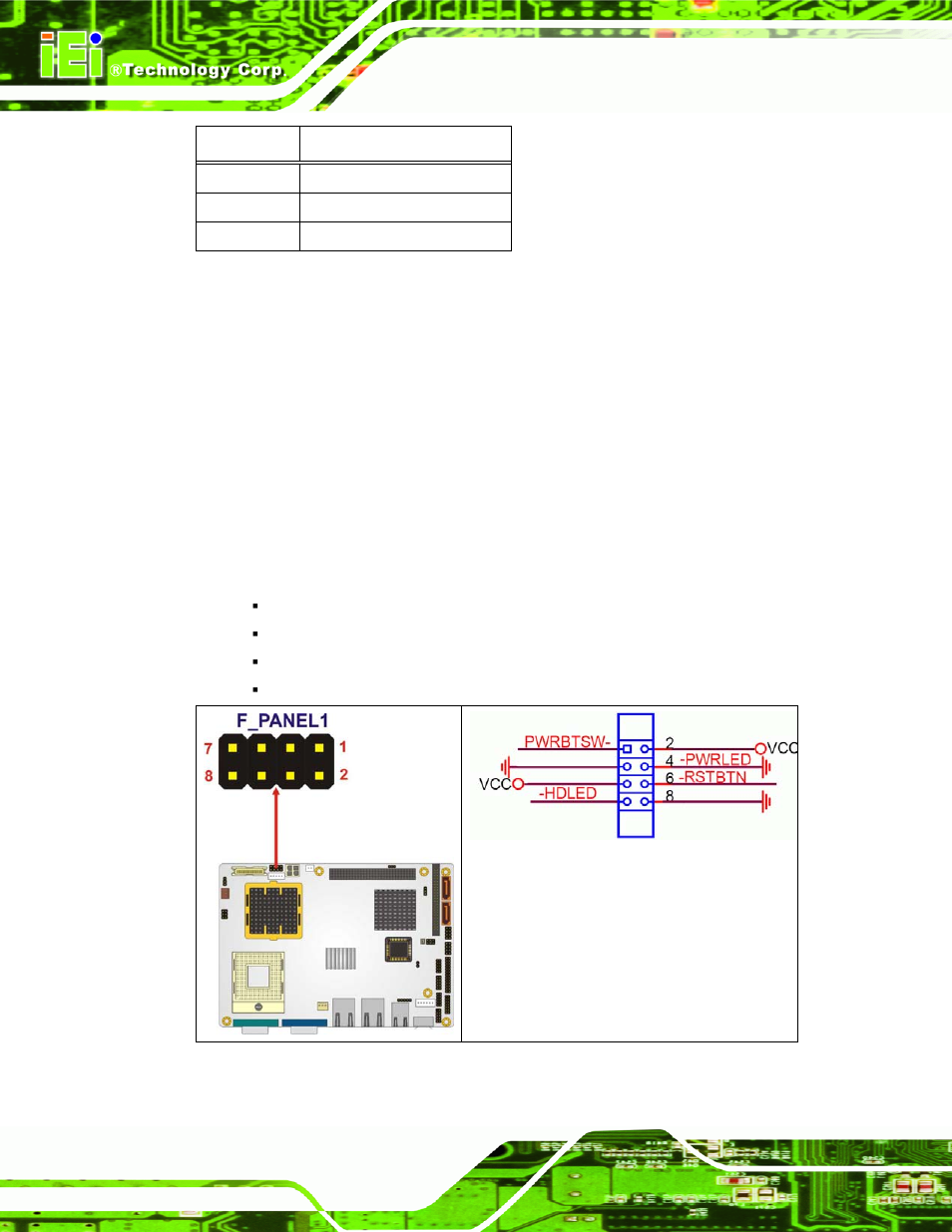 8 front panel connector (8-pin), Table 4-9: +12v fan connector pinouts | IEI Integration NANO-9452 v1.12 User Manual | Page 58 / 226