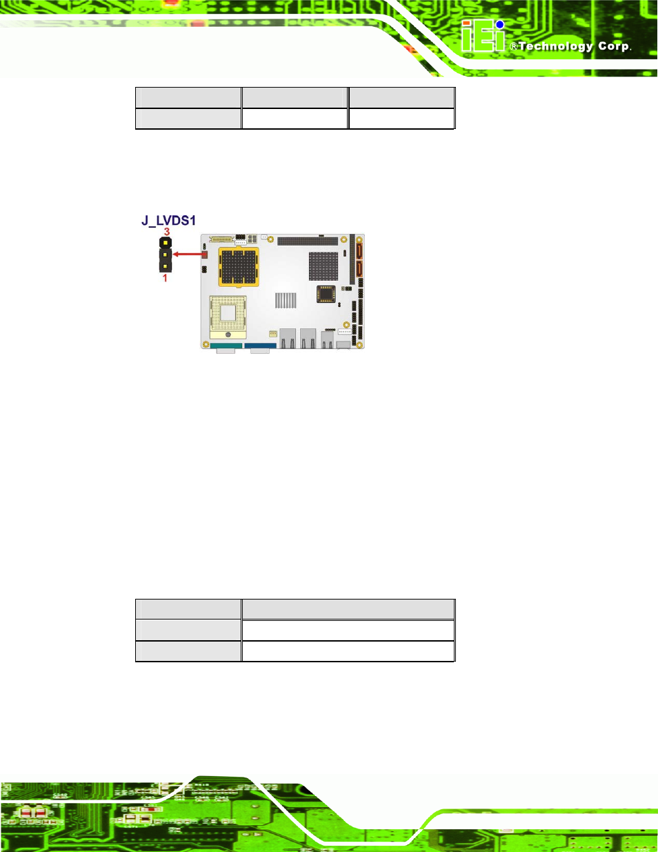 5 pci-104 vio selector jumper, Table 5-5: lvds voltage selection jumper settings, Table 5-6: pci-104 vio selector jumper settings | See table 5-5, See figure 5-12, N table 5-5 | IEI Integration NANO-9452 v1.12 User Manual | Page 97 / 226