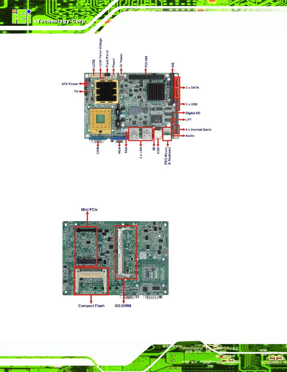 Figure 1-2: nano-9452 overview [front view, Figure 1-3: nano-9452 overview [rear view | IEI Integration NANO-9452 v4.01 User Manual | Page 22 / 226