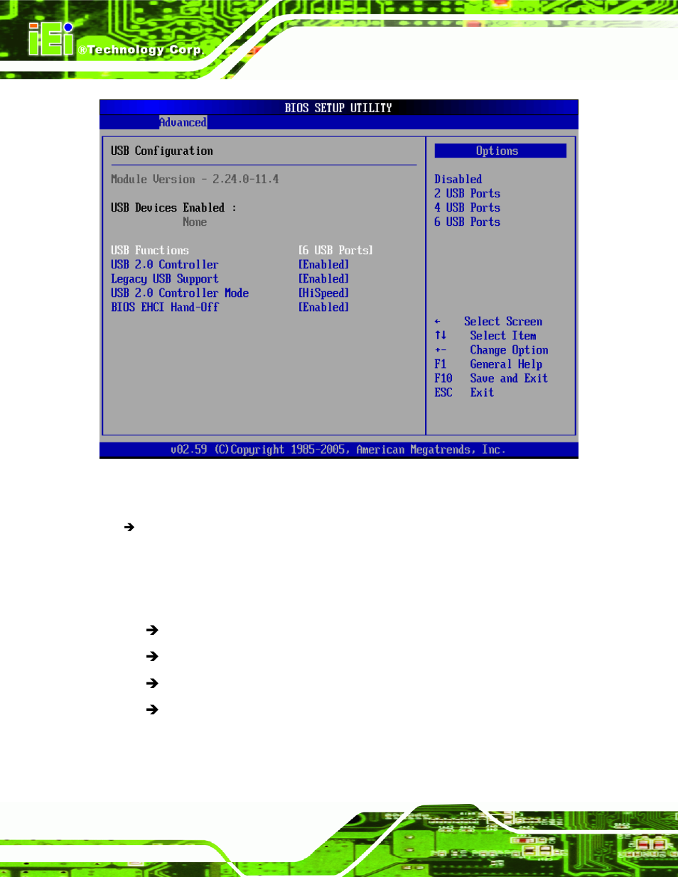 Menu 13: usb configuration | IEI Integration NANO-9452 v4.02 User Manual | Page 140 / 226