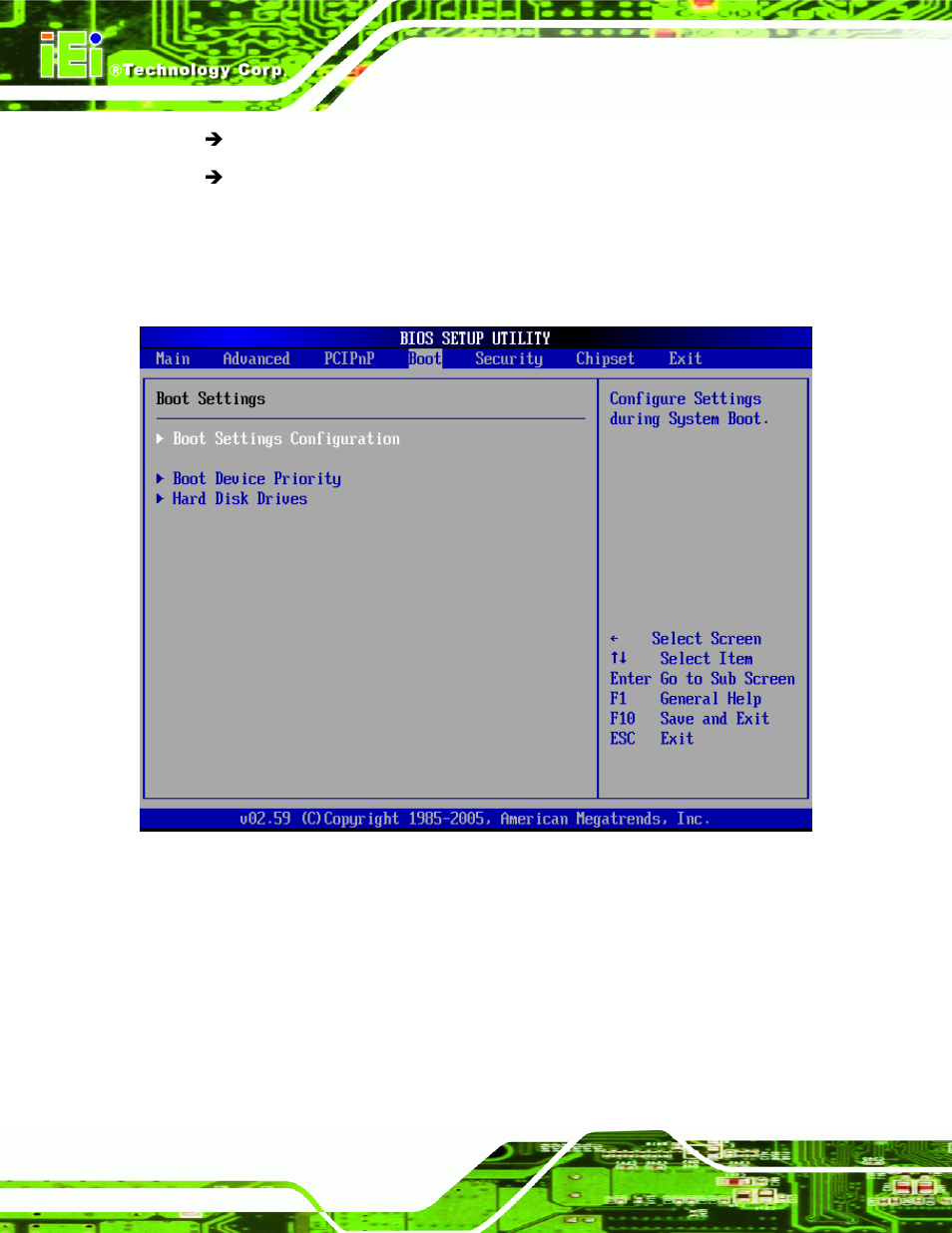 5 boot, 1 boot settings configuration, Menu 15: boot | IEI Integration NANO-9452 v4.02 User Manual | Page 148 / 226