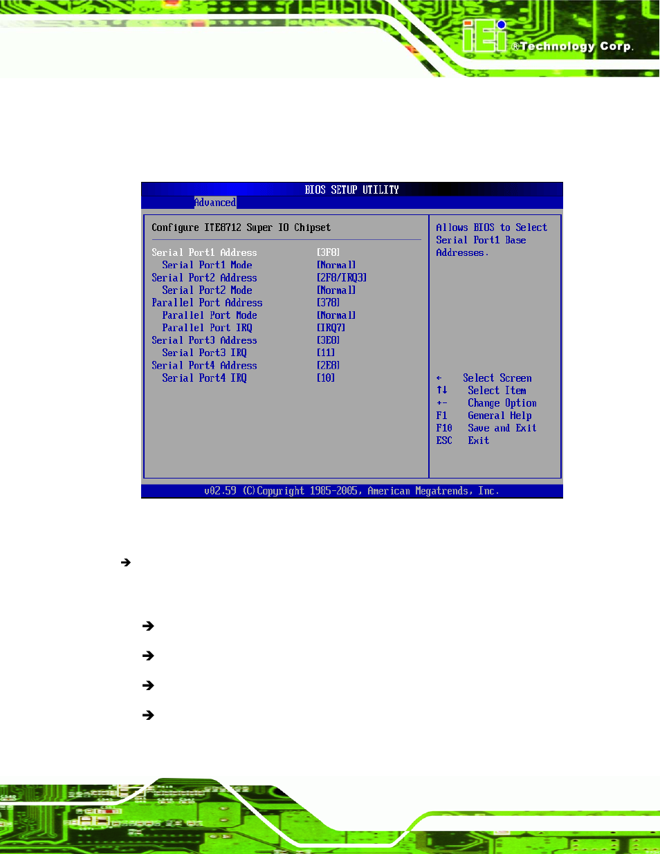 3 super io configuration, Menu 6: super io configuration, Section 6.3.3 ) | IEI Integration NANO-9453 v1.10 User Manual | Page 145 / 254