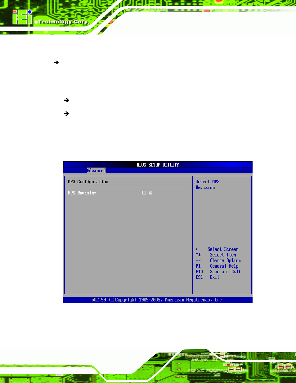 7 mps configuration, Menu 11: mps configuration, Section 6.3.6 | IEI Integration NANO-9453 v1.10 User Manual | Page 160 / 254