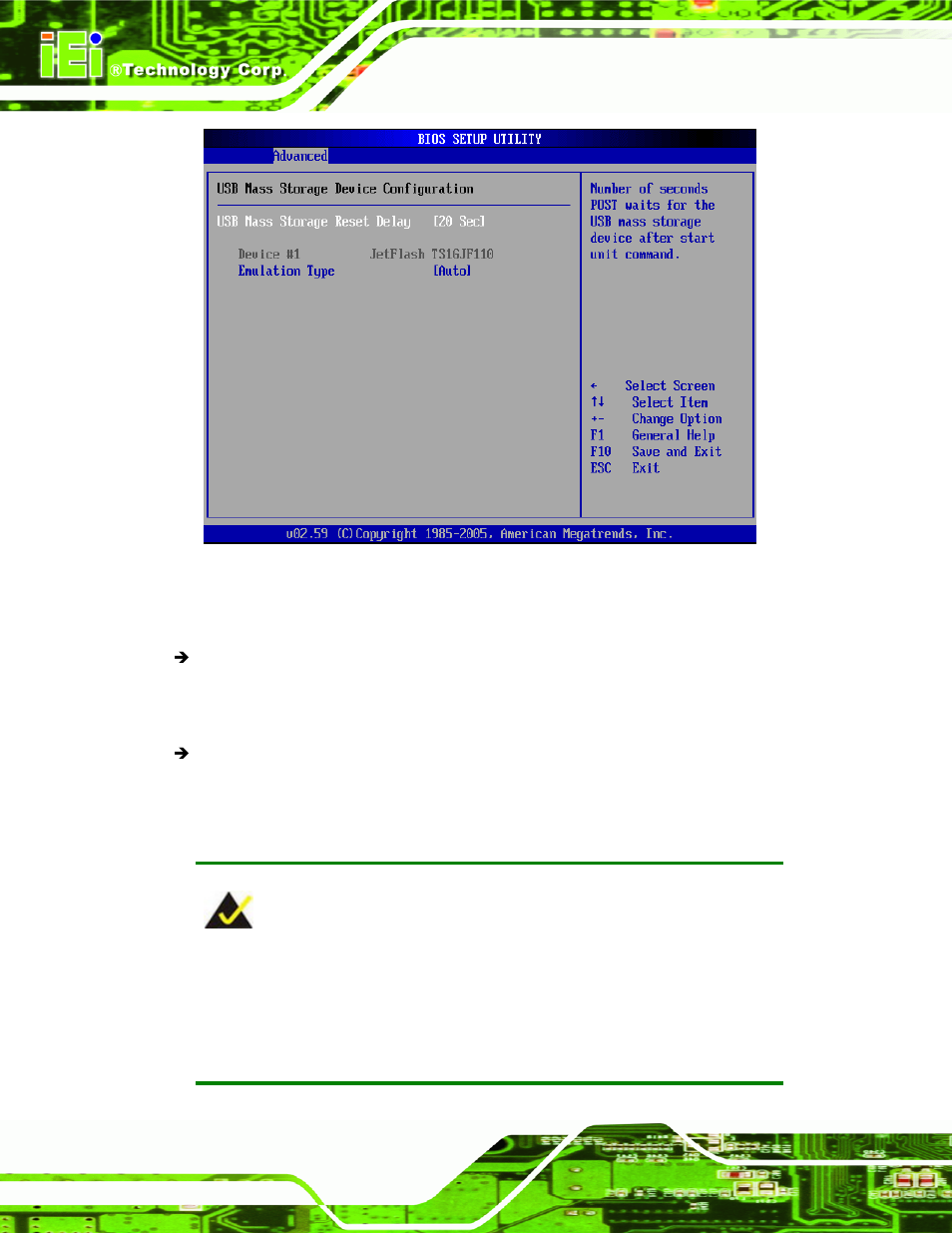 Menu 14: usb mass storage device configuration | IEI Integration NANO-9453 v1.10 User Manual | Page 168 / 254