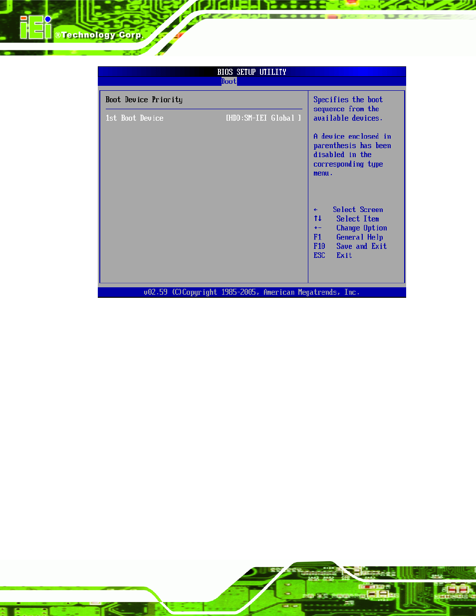 Menu 18: boot device priority settings | IEI Integration NANO-9453 v1.10 User Manual | Page 180 / 254