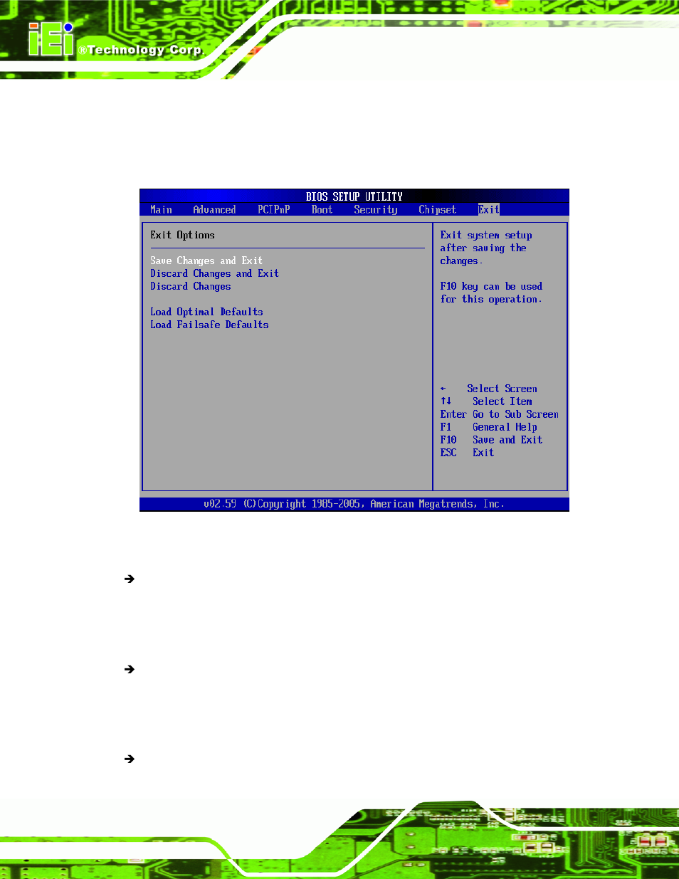 Menu 23:exit, 8 exit | IEI Integration NANO-9453 v1.10 User Manual | Page 192 / 254