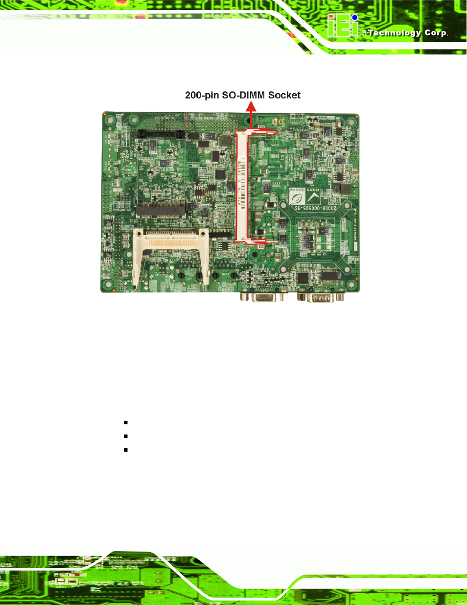 3 intel, 945gme integrated graphics, Figure 2-4: 200-pin so-dimm socket | IEI Integration NANO-9453 v1.10 User Manual | Page 35 / 254