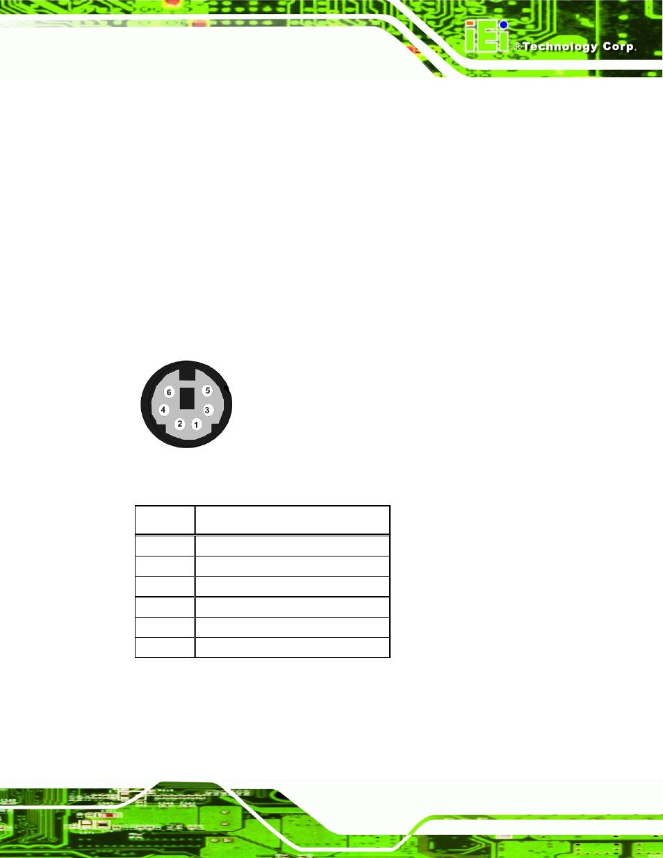 1 keyboard/mouse connector, Figure 4-22: ps/2 pinouts, Table 4-21: mini-din 6 ps/2 connector pinouts | IEI Integration NANO-9453 v1.10 User Manual | Page 91 / 254