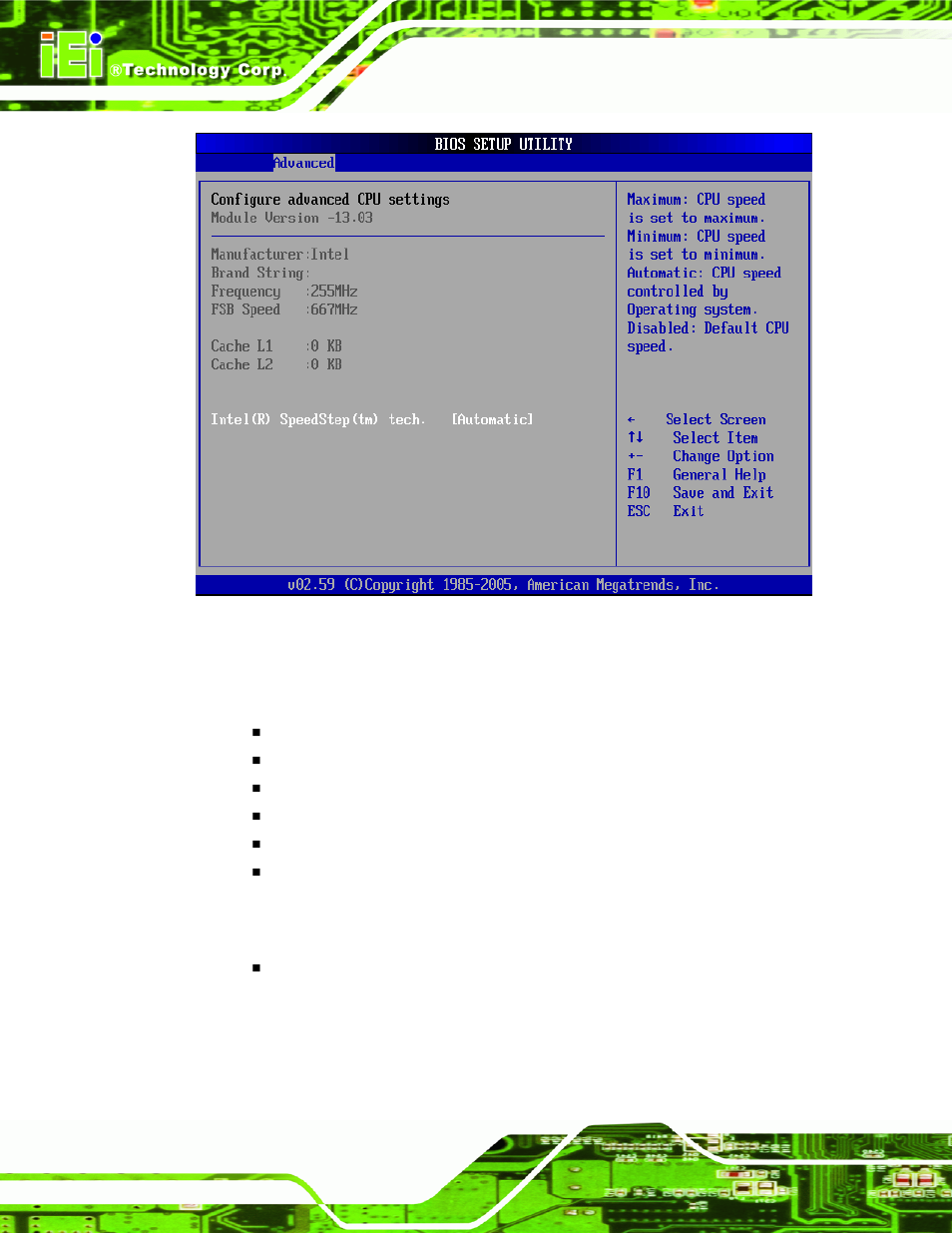 Menu 3: cpu configuration, Bios menu 3) | IEI Integration NANO-9453 v1.12 User Manual | Page 132 / 242