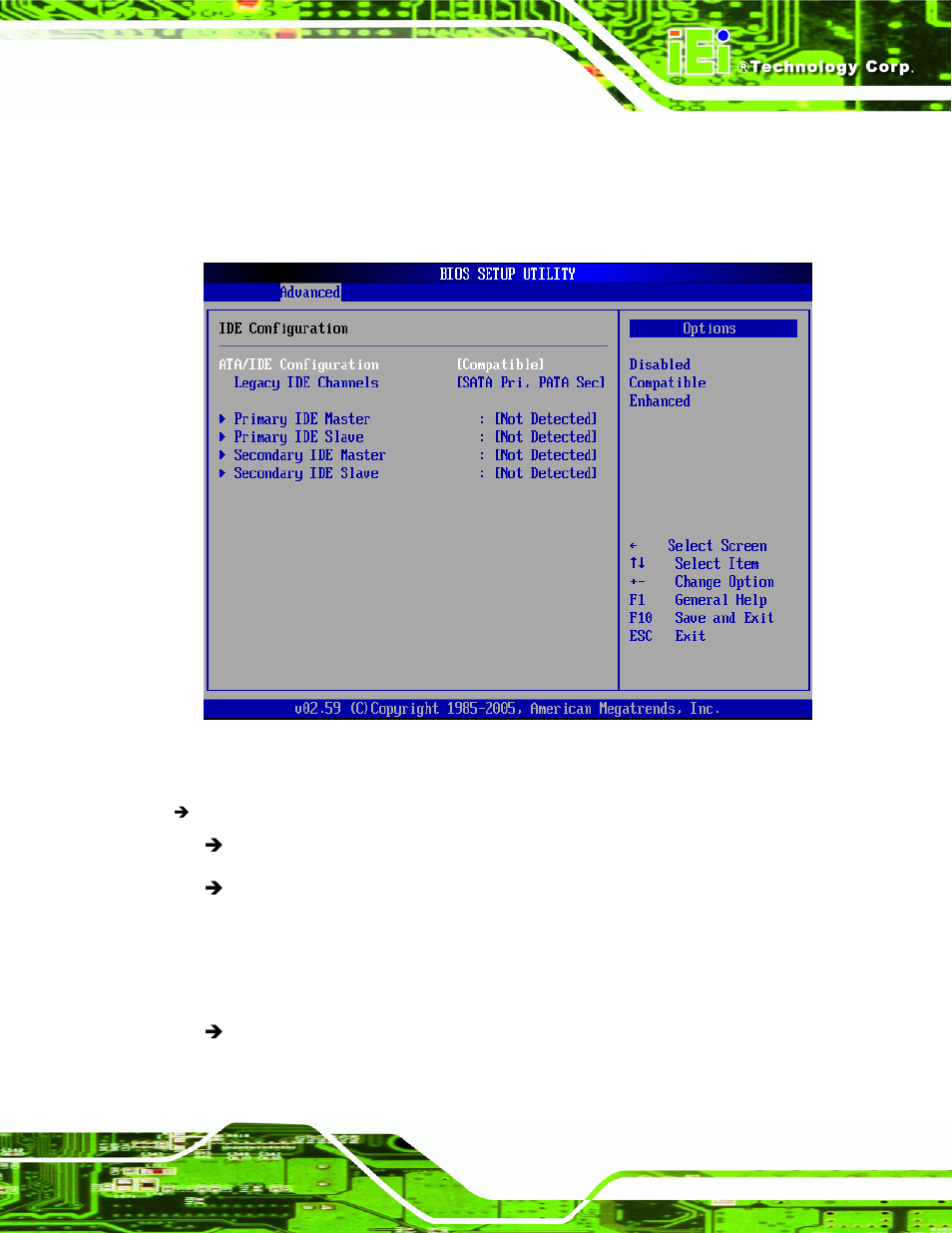 2 ide configuration, 1 ide master, ide slave, Menu 4: ide | Configuration, Ction 6.3.2 | IEI Integration NANO-9453 v1.12 User Manual | Page 133 / 242