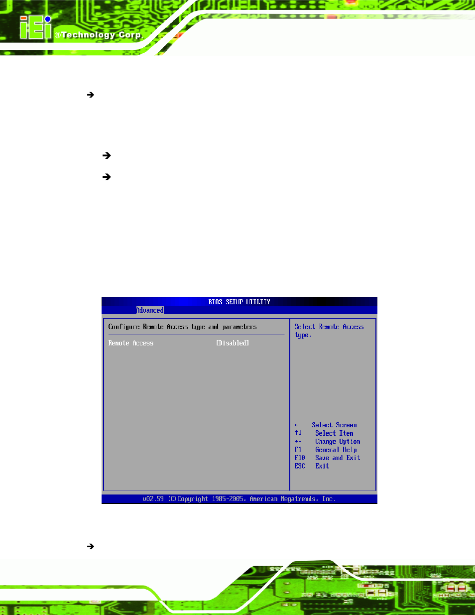 8 remote access configuration, Menu 12: remote access configuration [advanced, Ction 6.3.8 ) | IEI Integration NANO-9453 v1.12 User Manual | Page 156 / 242