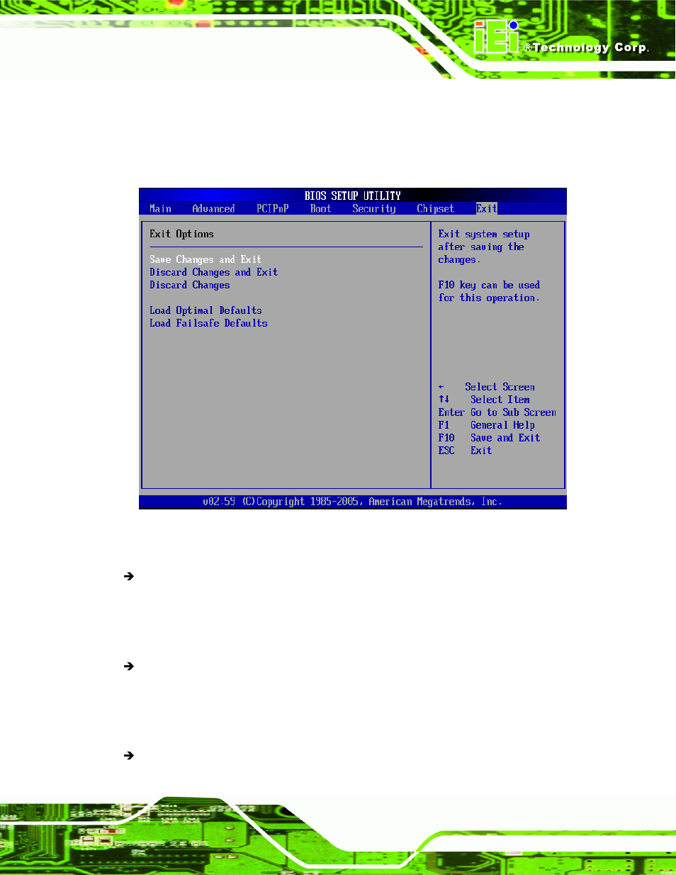 8 exit, Menu 23:exit | IEI Integration NANO-9453 v1.12 User Manual | Page 187 / 242