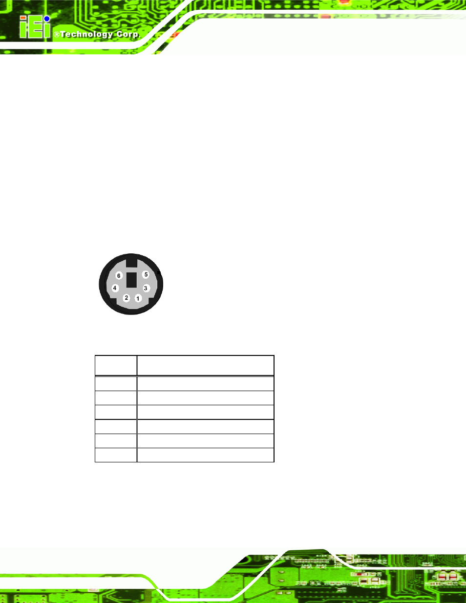 1 keyboard/mouse connector, Figure 4-22: ps/2 pinouts, Table 4-21: mini-din 6 ps/2 connector pinouts | IEI Integration NANO-9453 v1.12 User Manual | Page 88 / 242
