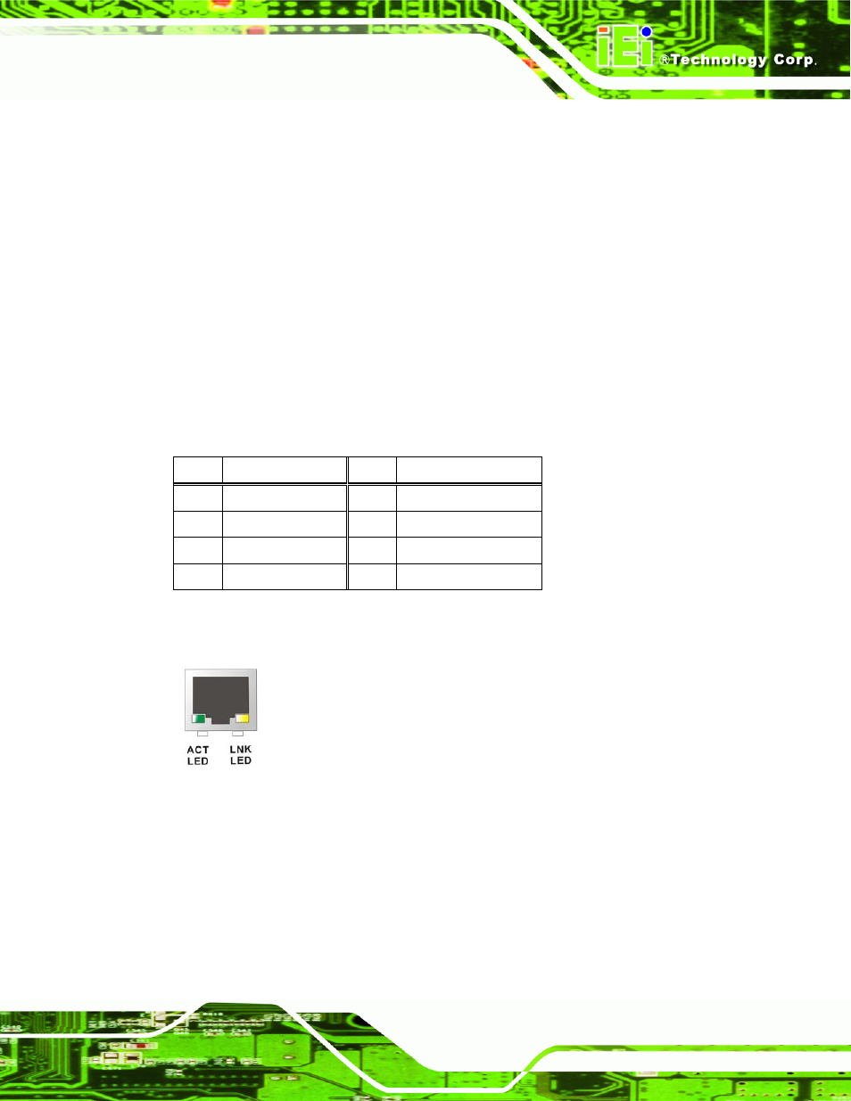 2 lan connectors, Figure 4-23: rj-45 ethernet connector, Table 4-22: lan pinouts | IEI Integration NANO-9453 v1.12 User Manual | Page 89 / 242