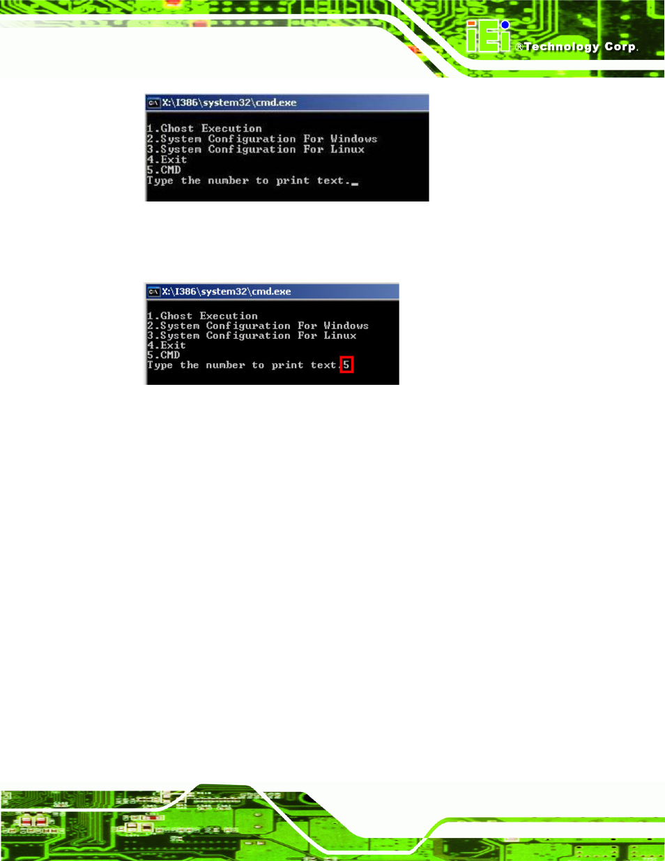 Figure c-1: recovery tool setup menu, Figure c-2: command mode | IEI Integration NANO-QM57A User Manual | Page 113 / 143
