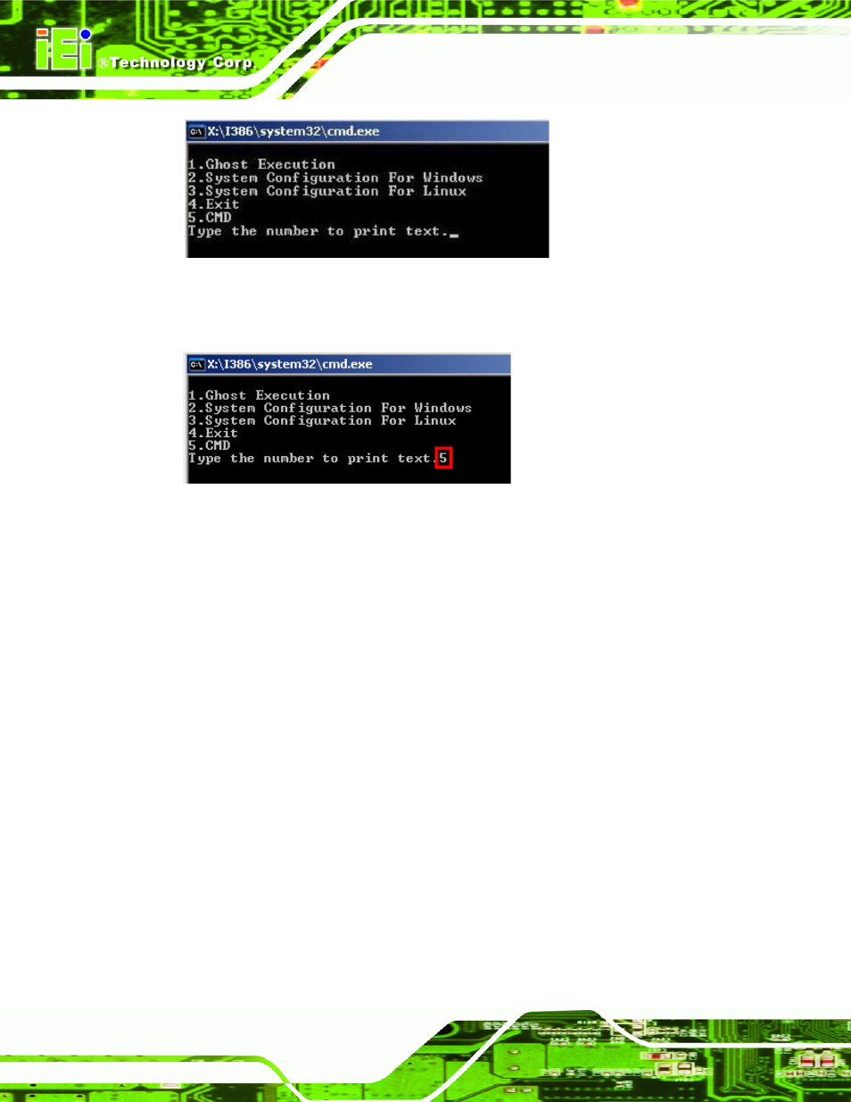 Figure b-1: recovery tool setup menu, Figure b-2: command mode | IEI Integration NANO-PV-D4252_N4552_D5252 User Manual | Page 120 / 148