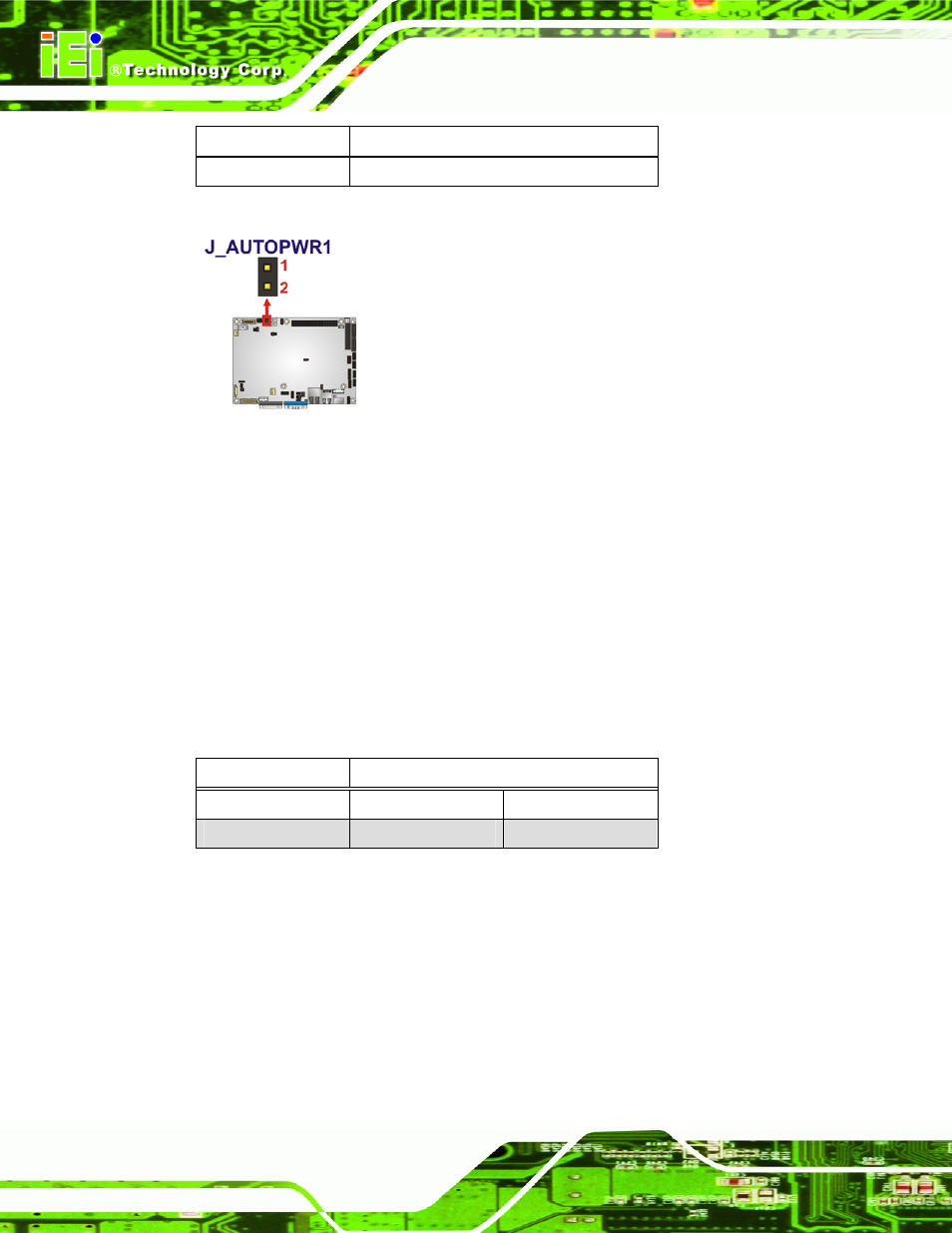 2 at/atx power select jumper settings, Figure 4-2: at auto button select jumper settings, Table 4-3: at/atx power select jumper settings | See table 4-2, See figure 4-2 | IEI Integration NANO-PV-D4252_N4552_D5252 User Manual | Page 60 / 148