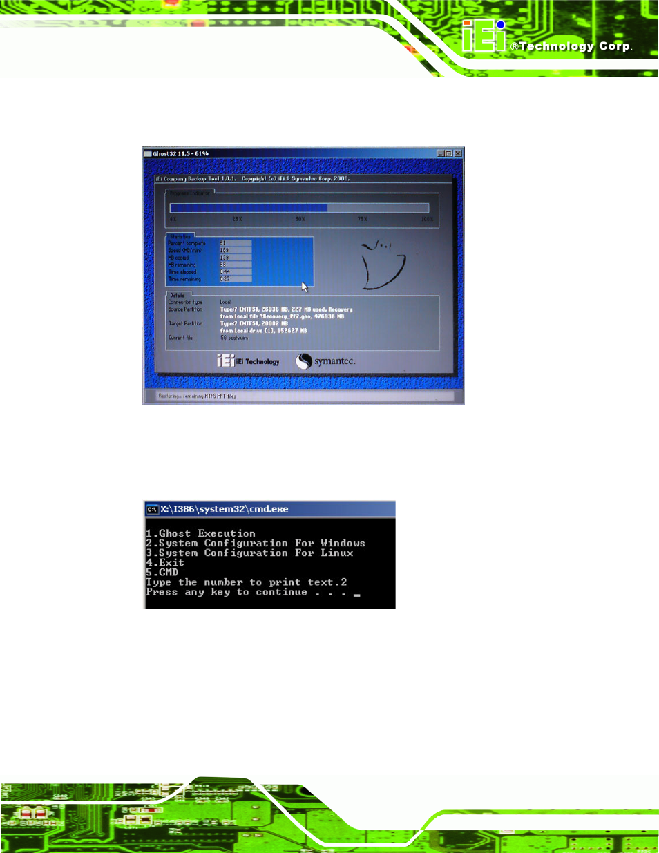 Figure b-8: build-up recovery partition, Figure b-9: press any key to continue | IEI Integration NANO-PV-D4251_N4551_D5251 User Manual | Page 124 / 153