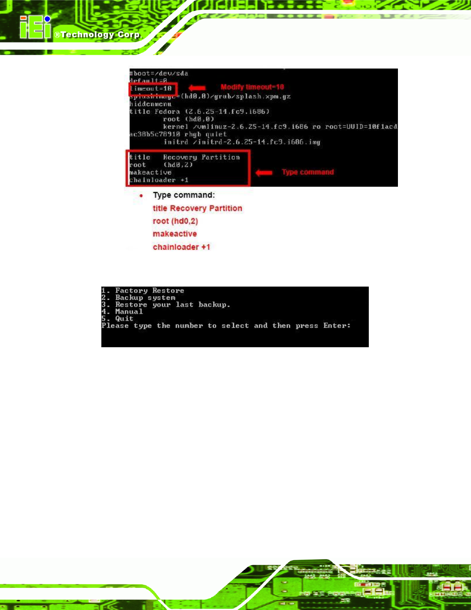 B.4 recovery tool functions, Ecovery, Unctions | Figure b-25: recovery tool menu | IEI Integration NANO-PV-D4251_N4551_D5251 User Manual | Page 133 / 153