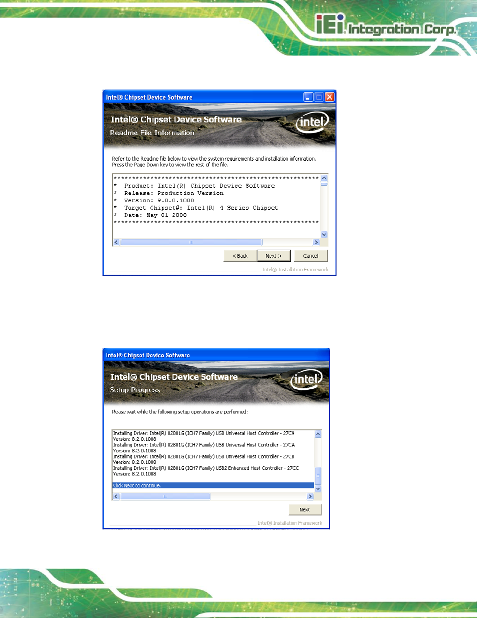 Figure 6-6: chipset driver read me file, Figure 6-7: chipset driver setup operations | IEI Integration NANO-HM650 User Manual | Page 111 / 175