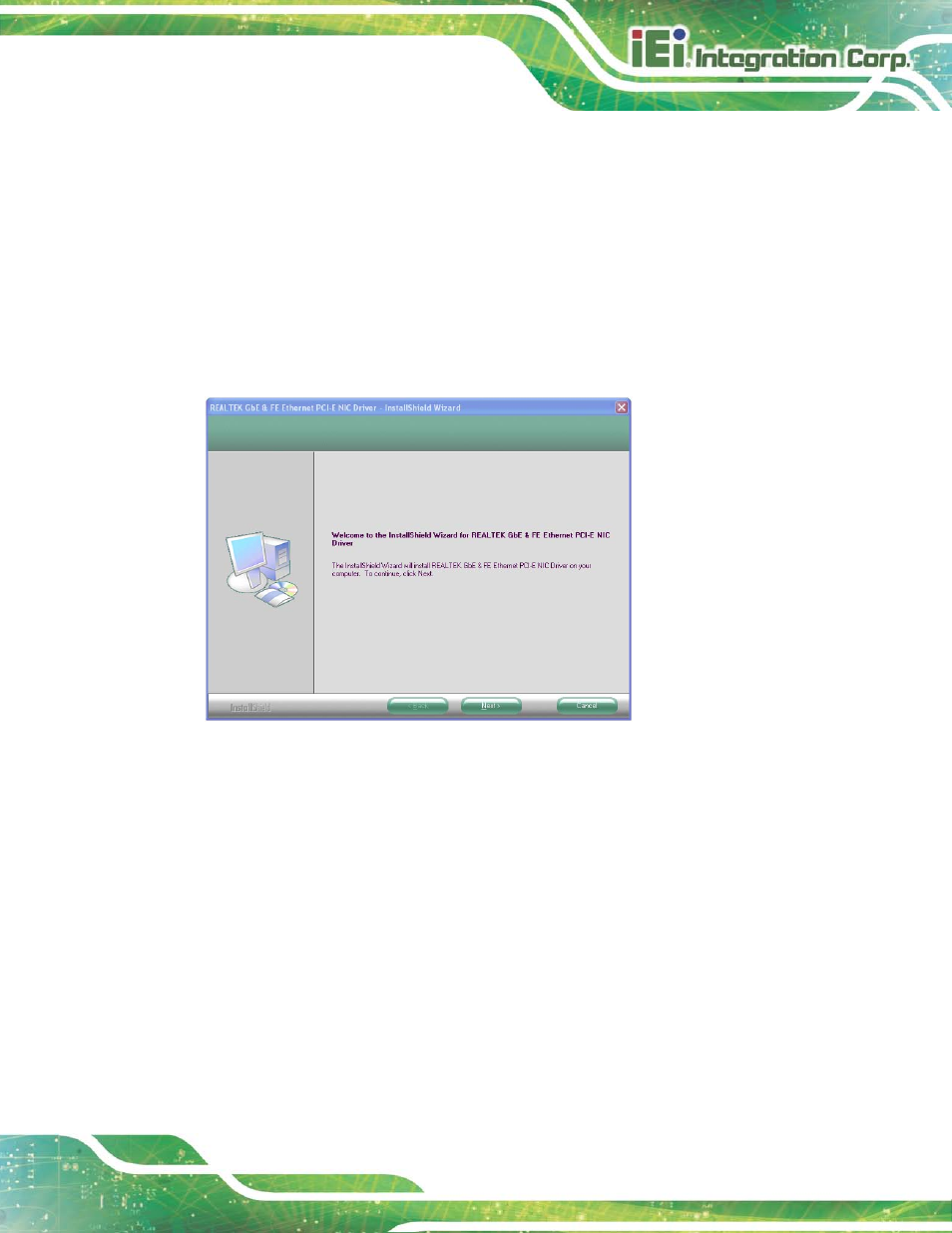 5 lan driver installation, River, Nstallation | Figure 6-13: lan driver welcome screen, 5 lan drive r in s ta lla tio n | IEI Integration NANO-HM650 User Manual | Page 115 / 175