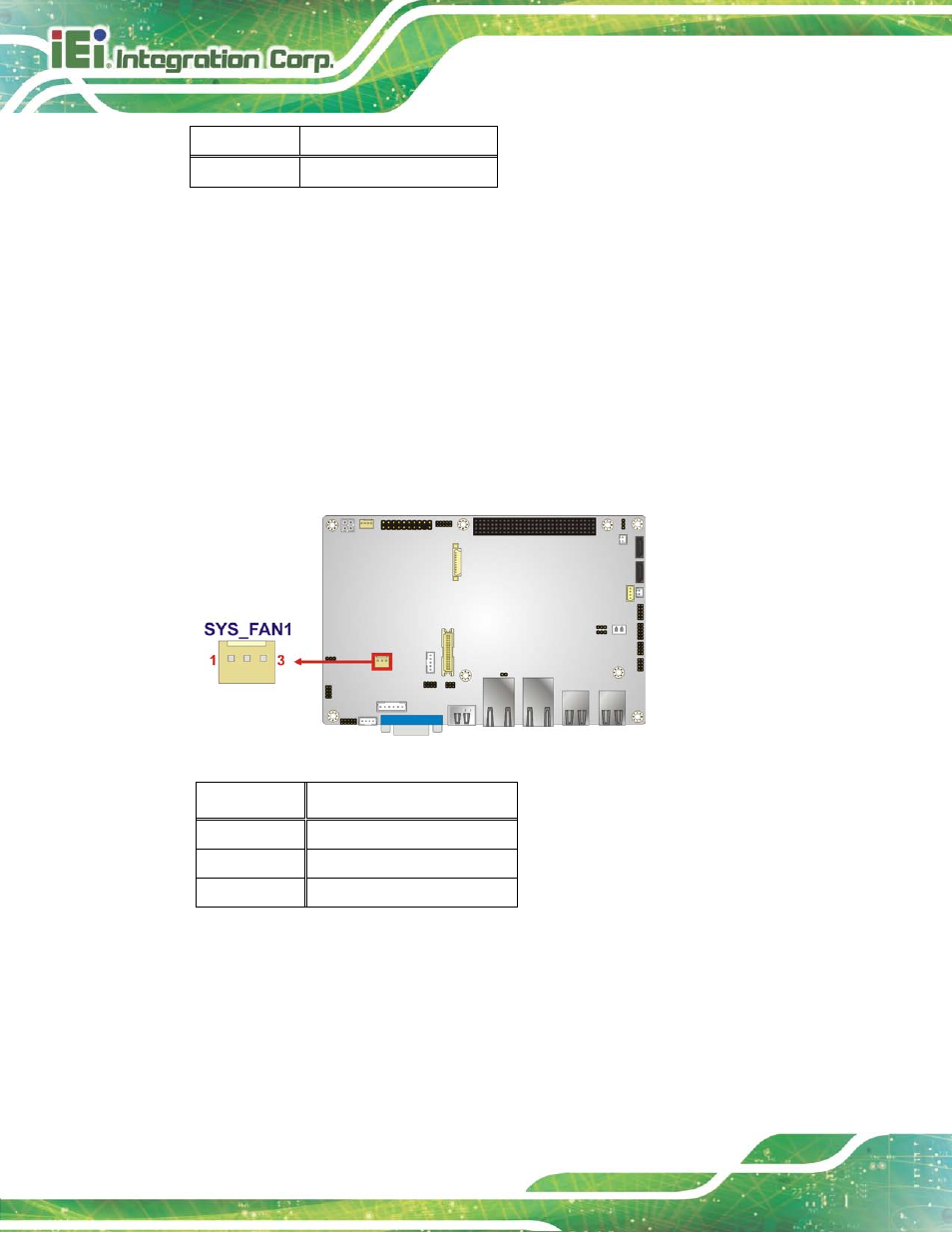 9 fan connector (system), 10 front panel connector, Figure 3-10: system fan connector location | Table 3-9: cpu fan connector pinouts, Table 3-10: system fan connector pinouts | IEI Integration NANO-HM650 User Manual | Page 38 / 175