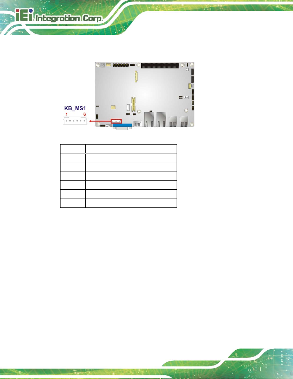 12 lvds lcd connector, Figure 3-12: keyboard/mouse connector location, Table 3-12: keyboard/mouse connector pinouts | Ee figure 3-12, Ee table 3-12 | IEI Integration NANO-HM650 User Manual | Page 40 / 175