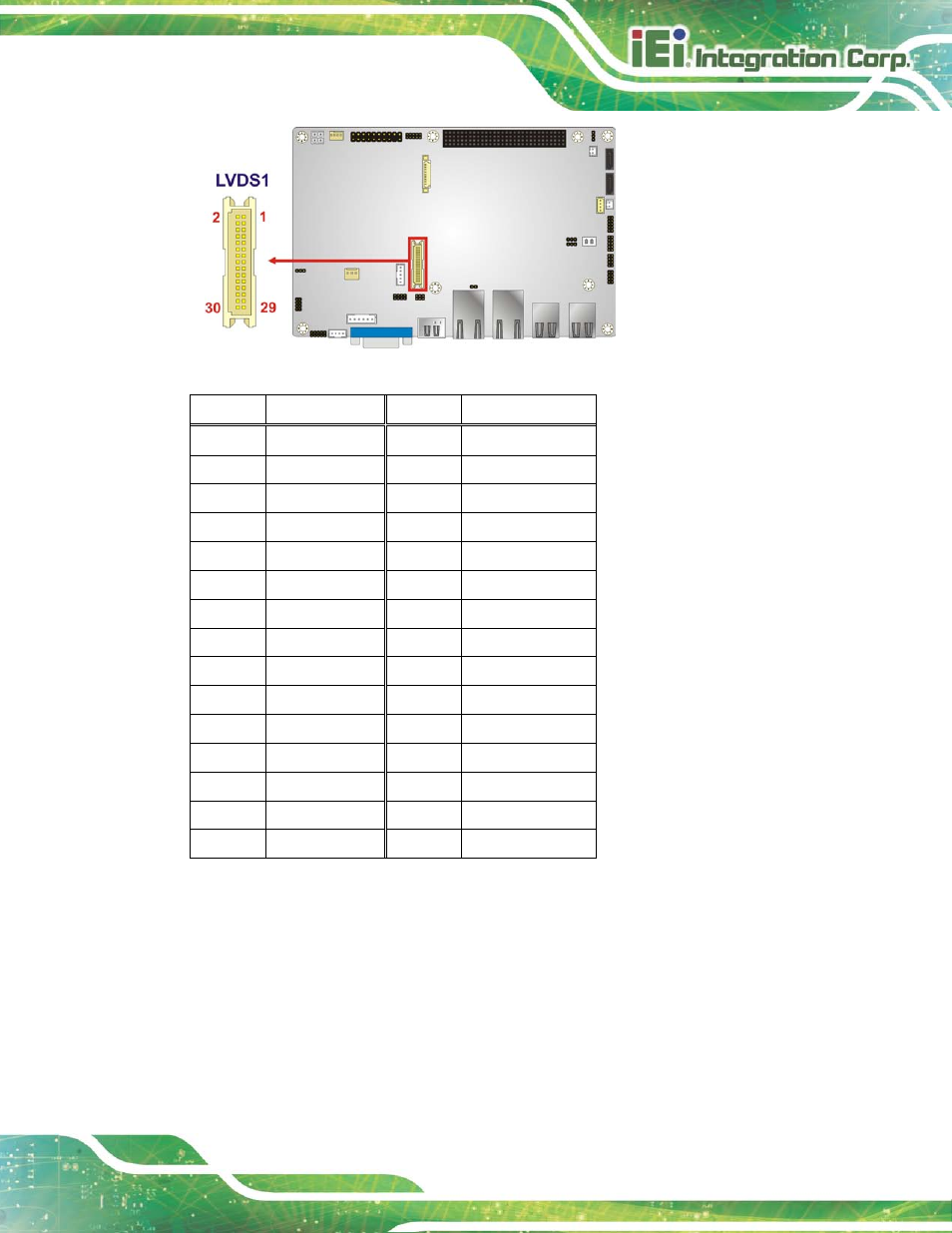 13 pci-104 slot, Figure 3-13: lvds connector location, Table 3-13: lvds connector pinouts | IEI Integration NANO-HM650 User Manual | Page 41 / 175