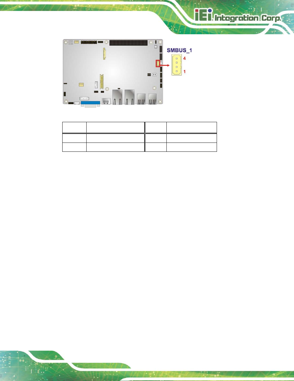 21 tpm connector, Figure 3-21: smbus connector location, Table 3-18: smbus connector pinouts | IEI Integration NANO-HM650 User Manual | Page 47 / 175
