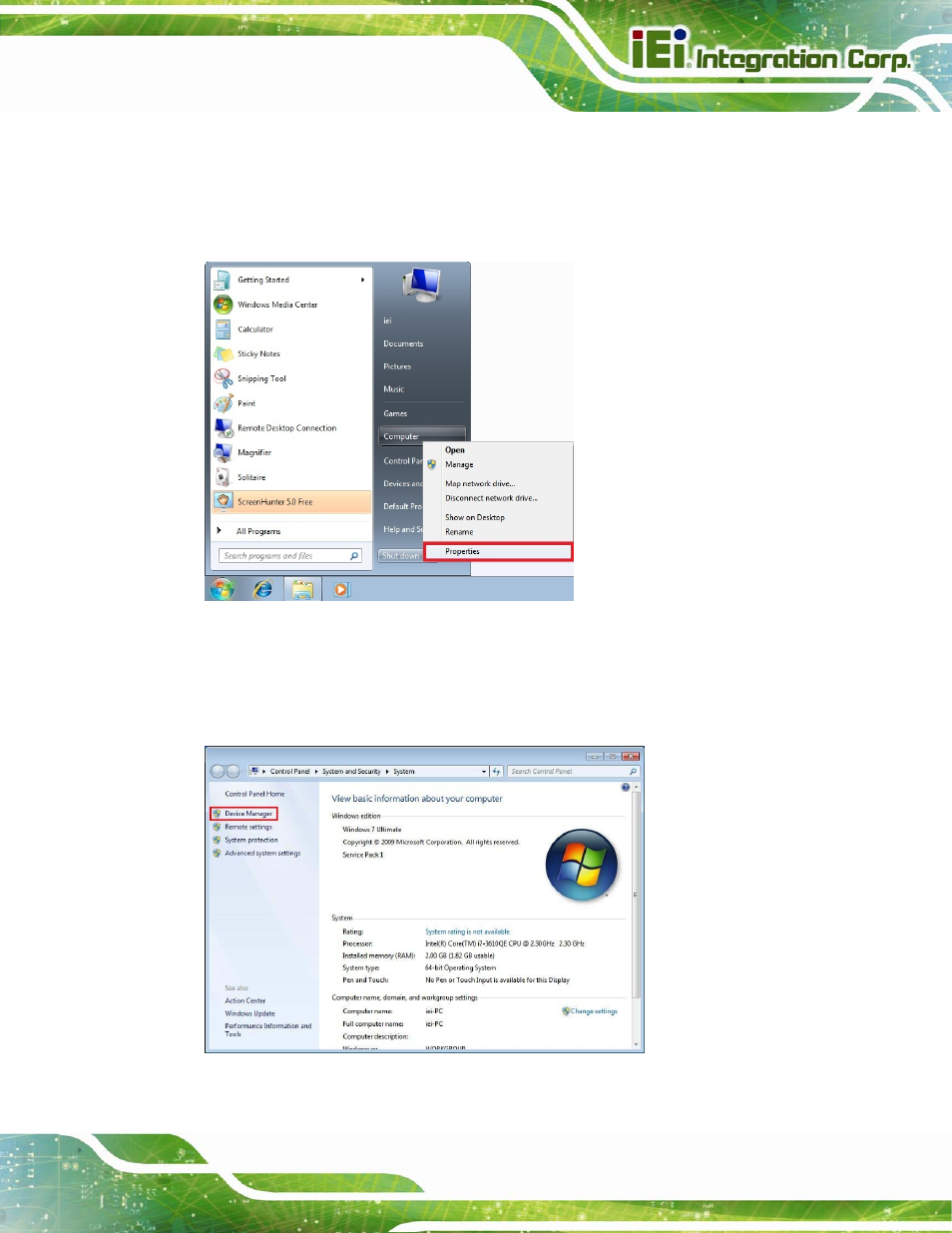 5 lan driver installation, River, Nstallation | Figure 6-12: windows control panel, Figure 6-13: system control panel | IEI Integration NANO-QM770 User Manual | Page 120 / 190