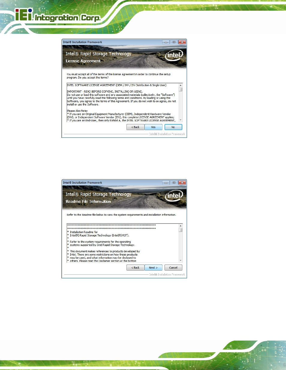 Figure 6-23: sata raid driver license agreement, Figure 6-24: sata raid driver read me file | IEI Integration NANO-QM770 User Manual | Page 127 / 190