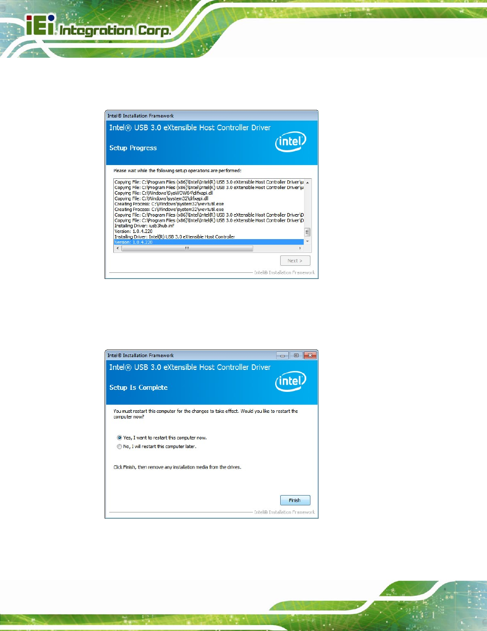Figure 6-30: usb 3.0 driver setup operations | IEI Integration NANO-QM770 User Manual | Page 131 / 190