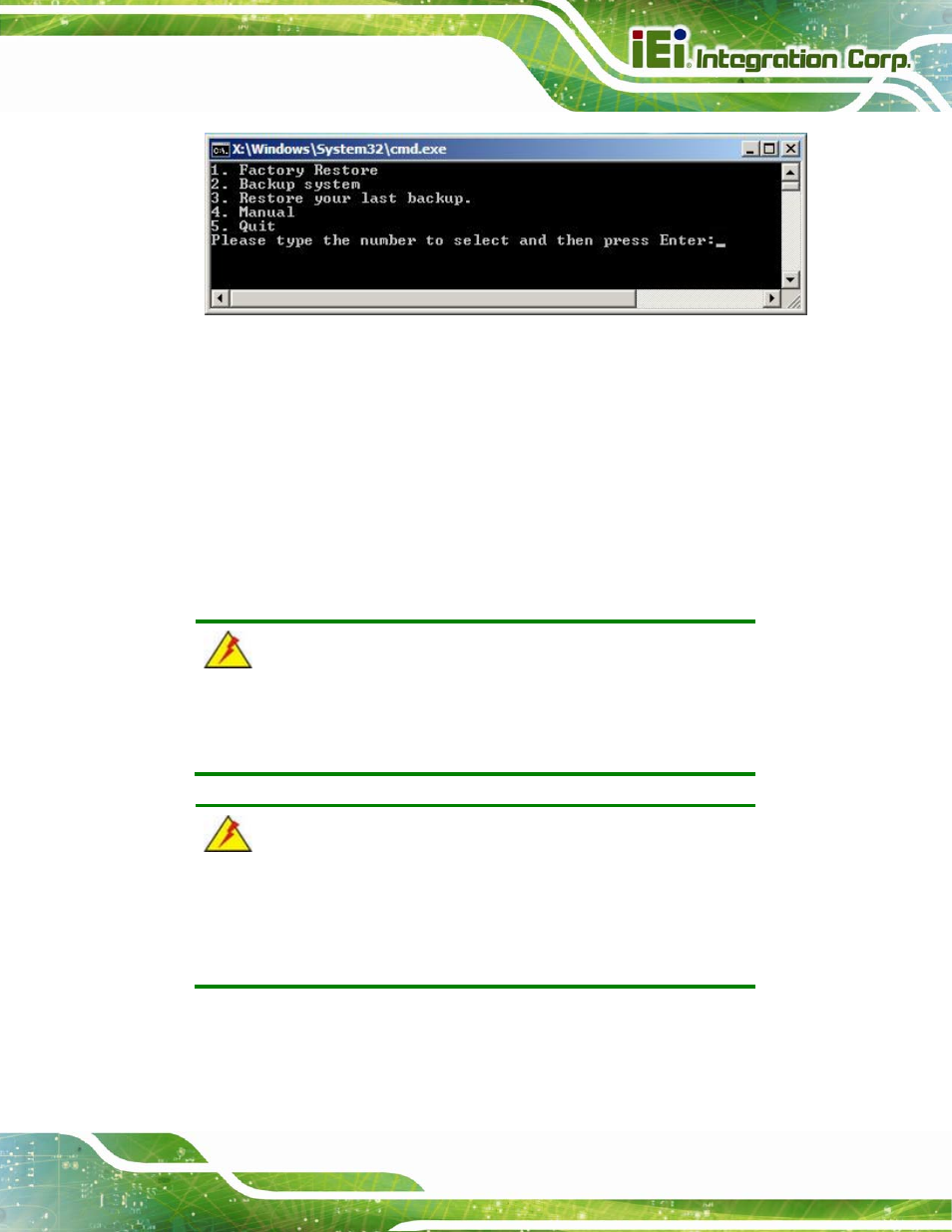 Figure b-35: recovery tool main menu | IEI Integration NANO-QM770 User Manual | Page 164 / 190