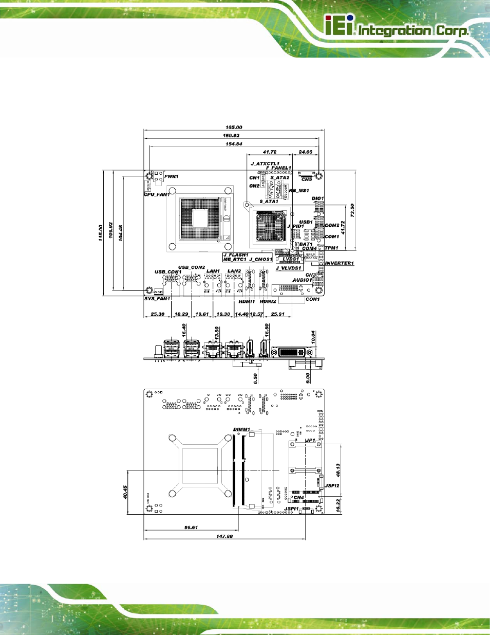 5 dimensions, Imensions, Figure 1-4: dimensions (mm) | IEI Integration NANO-QM770 User Manual | Page 20 / 190