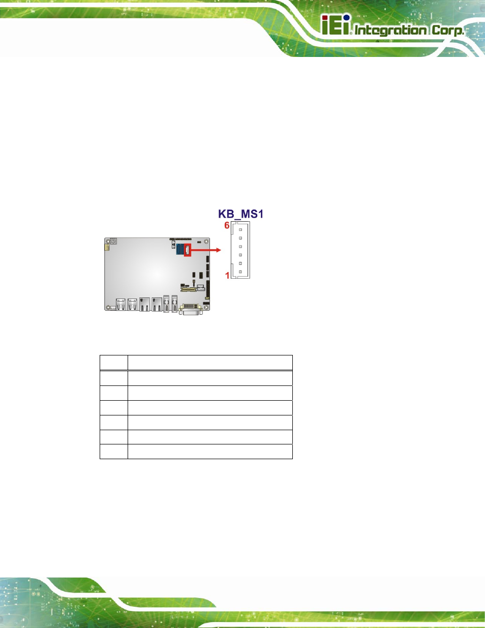 7 keyboard/mouse connector, 8 lvds connector, Figure 3-9: keyboard/mouse connector location | Table 3-9: keyboard/mouse connector pinouts | IEI Integration NANO-QM770 User Manual | Page 38 / 190